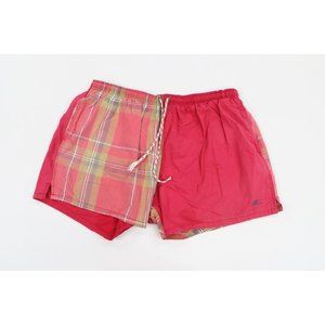 Vintage 90s Hobie XL Faded Color Block Plaid Lined Cotton Shorts Swim Trunks